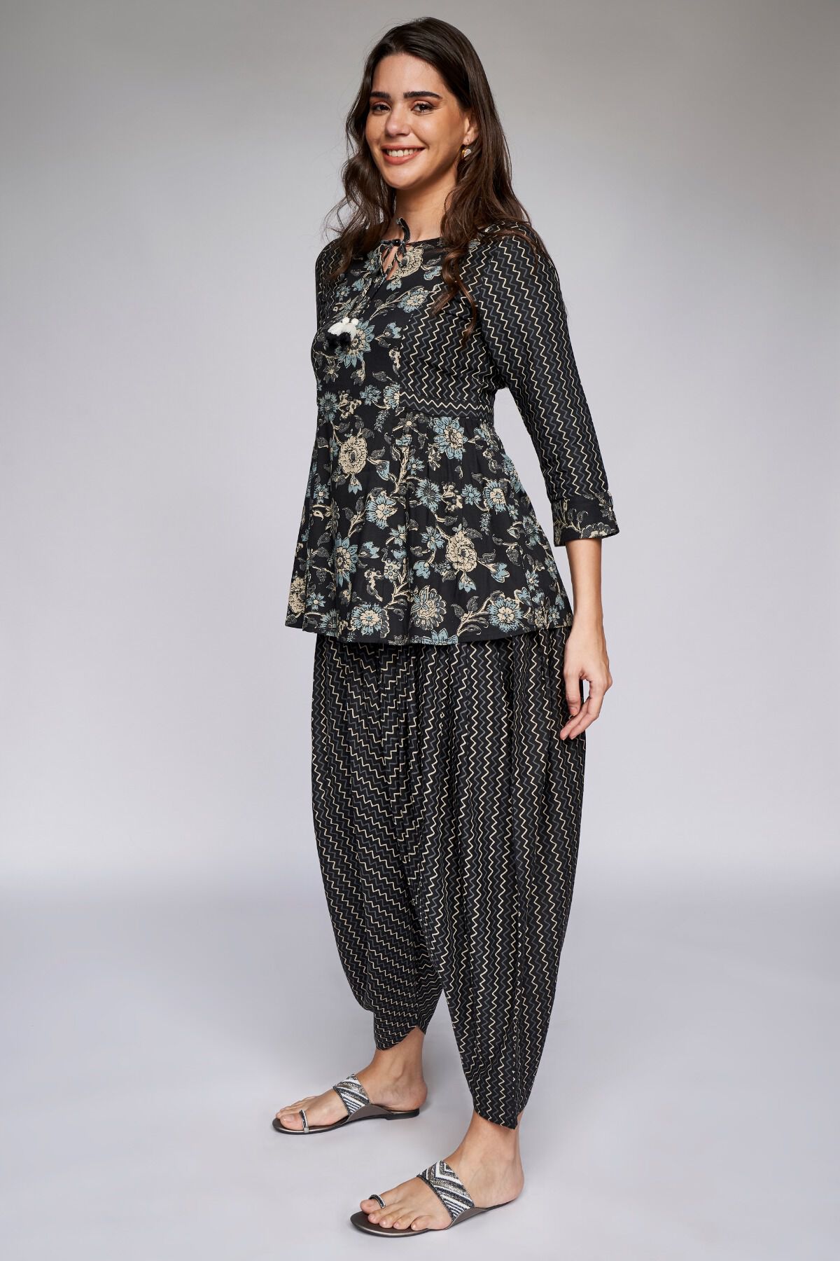 4 - Black Floral A-Line Top, image 4