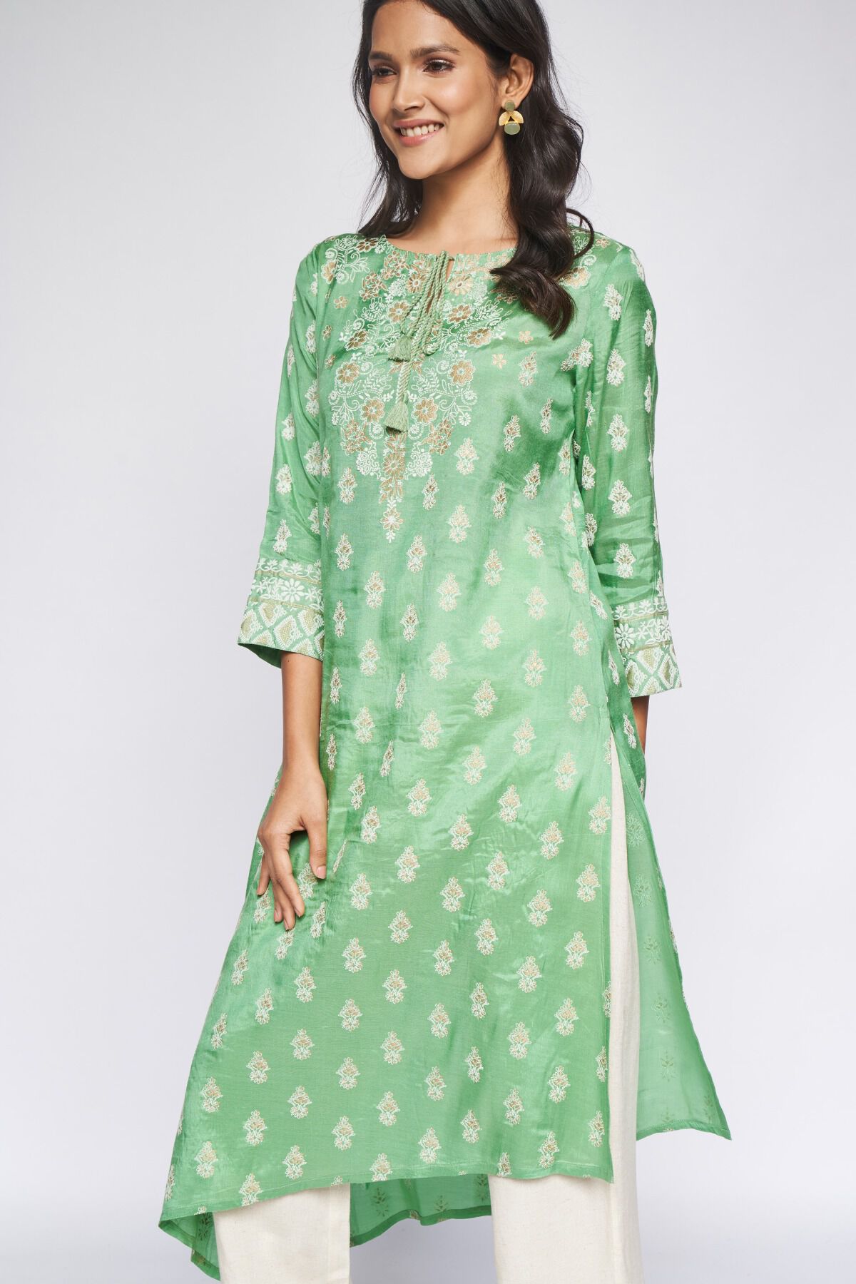 3 - Mint Floral Kurta, image 3