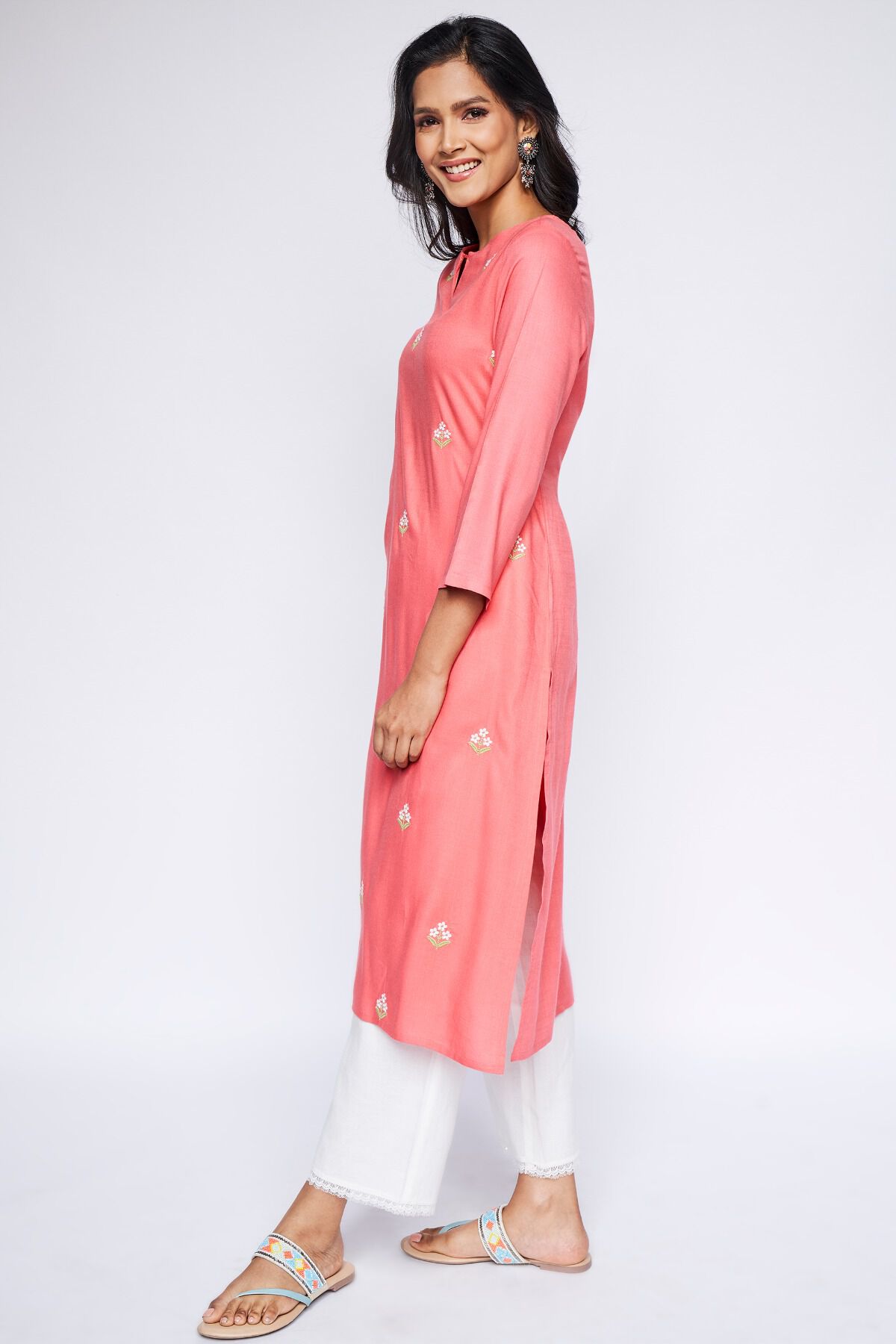 3 - Coral Regular Length Kurta, image 3