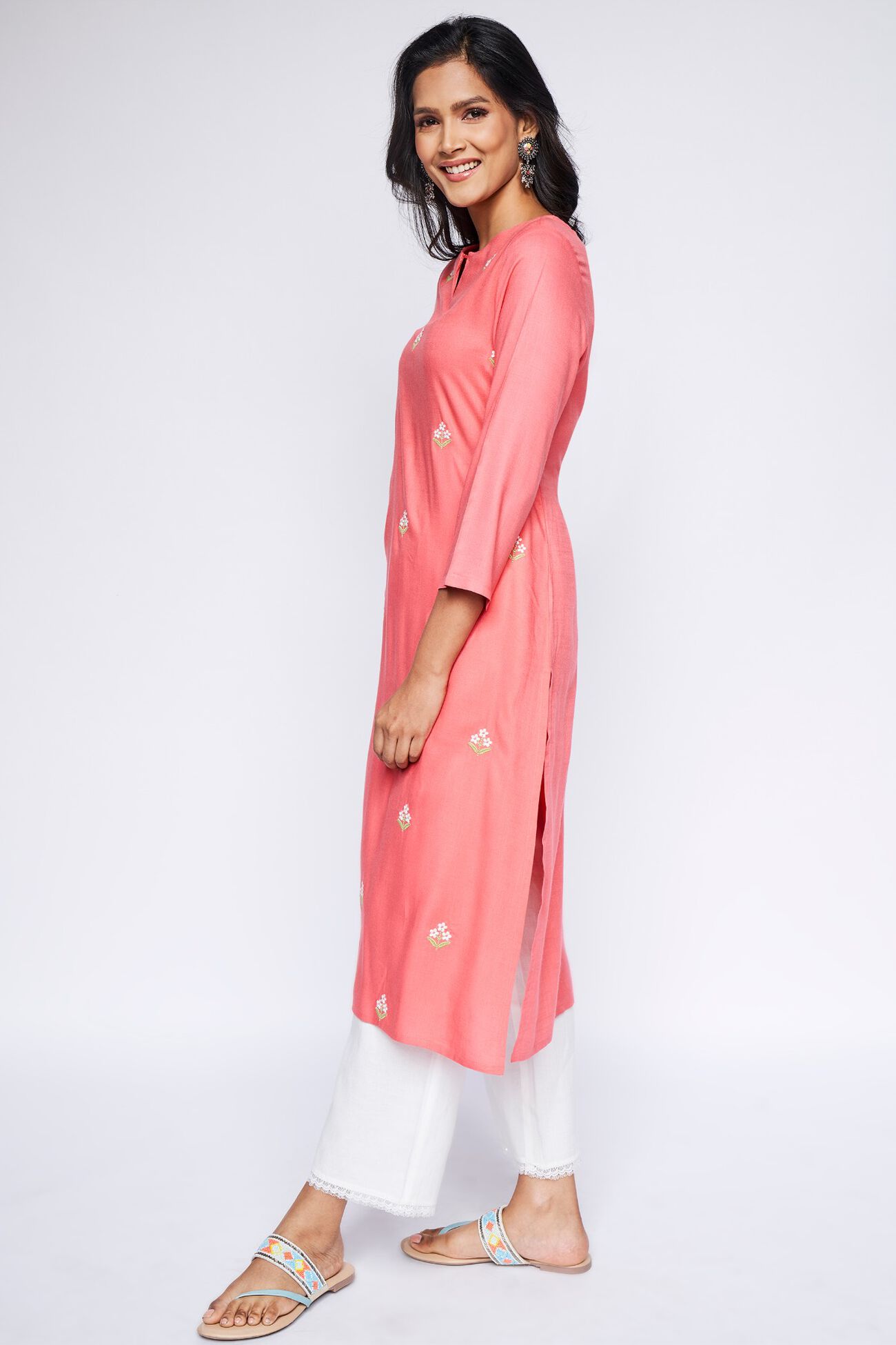3 - Coral Regular Length Kurta, image 3