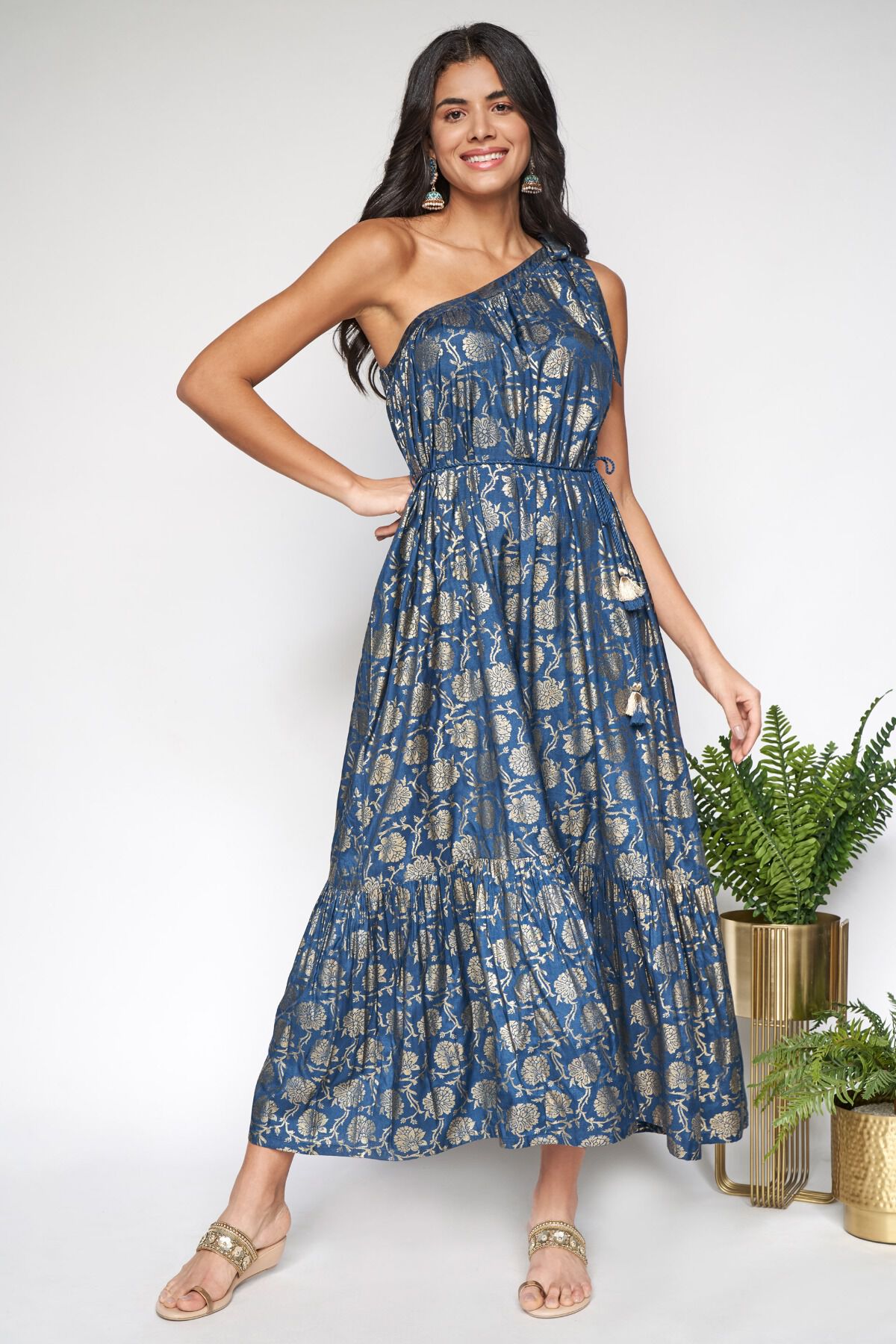 3 - Teal Tie Ups Fit and Flare Gown, image 3
