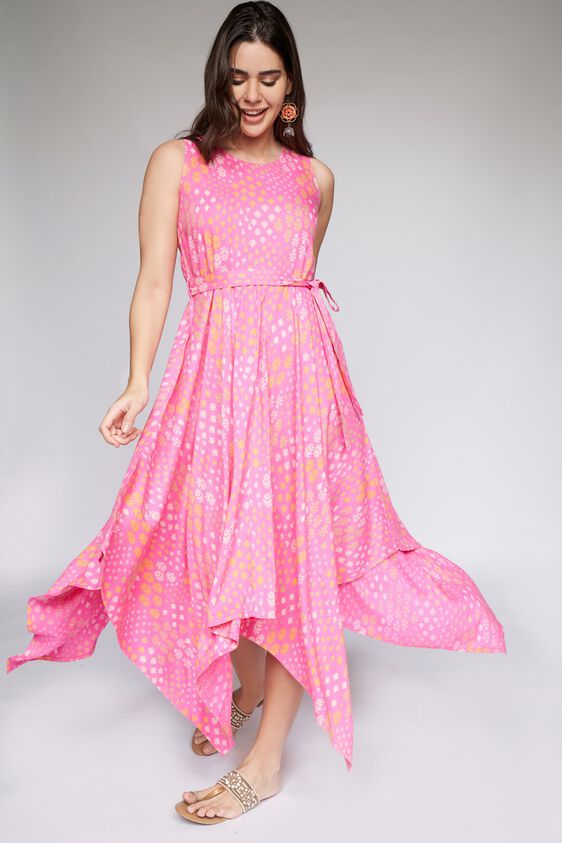 3 - Pink Floral Fit and Flare Dress, image 3
