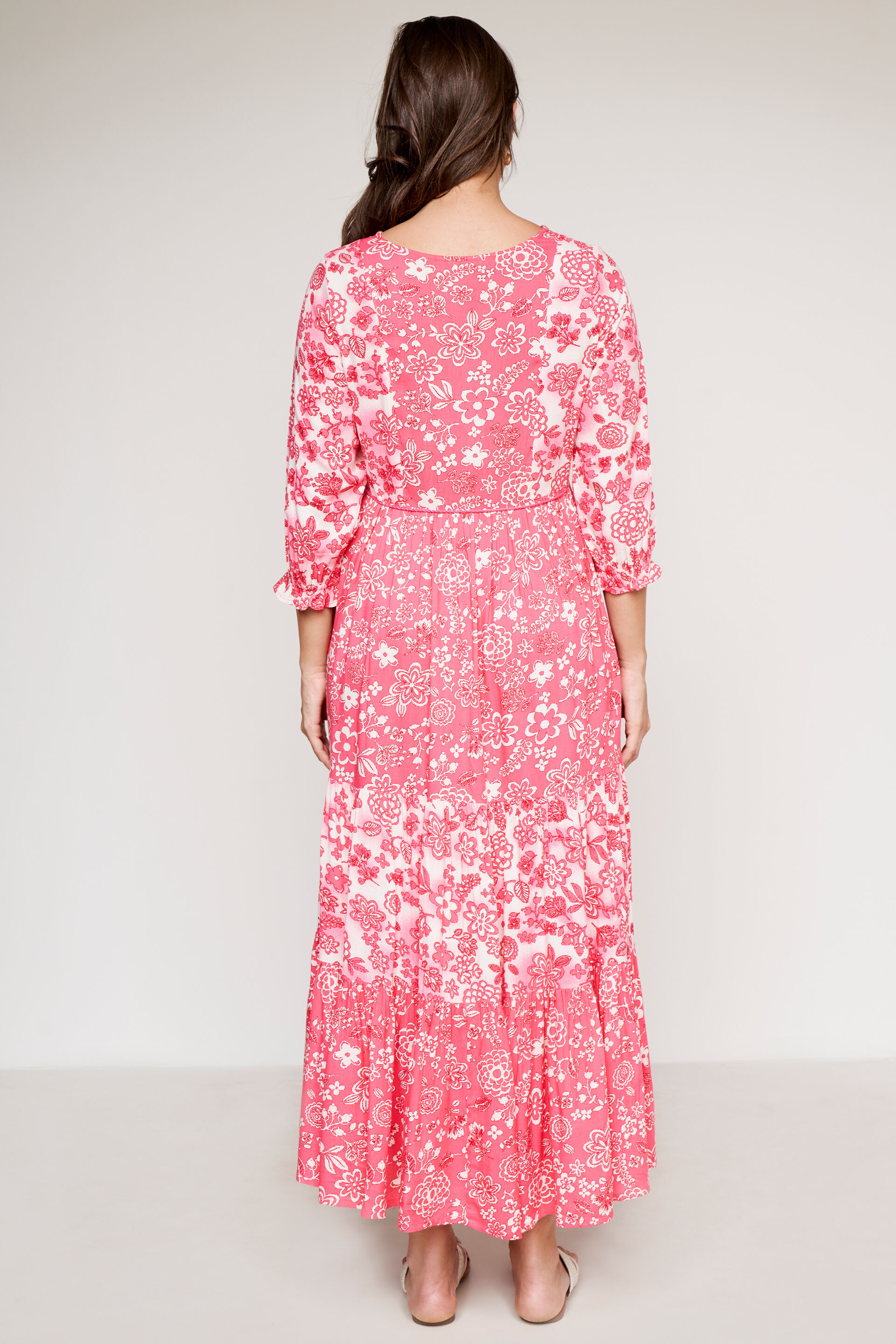 Pink Floral Flared Dress, Pink, image 6